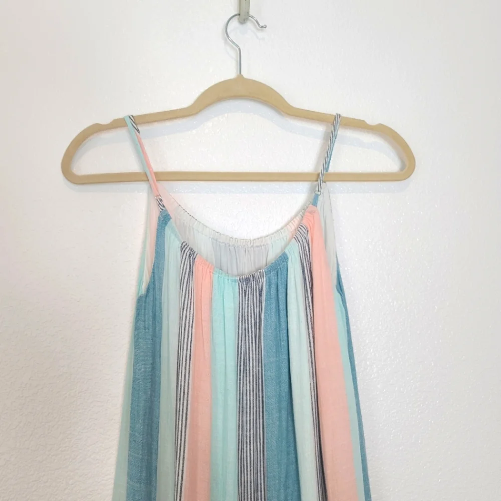 RAILS Adora Highland Stripe Tiered Coastal Beachy Pastel Midi Dress - Picture 9 of 11